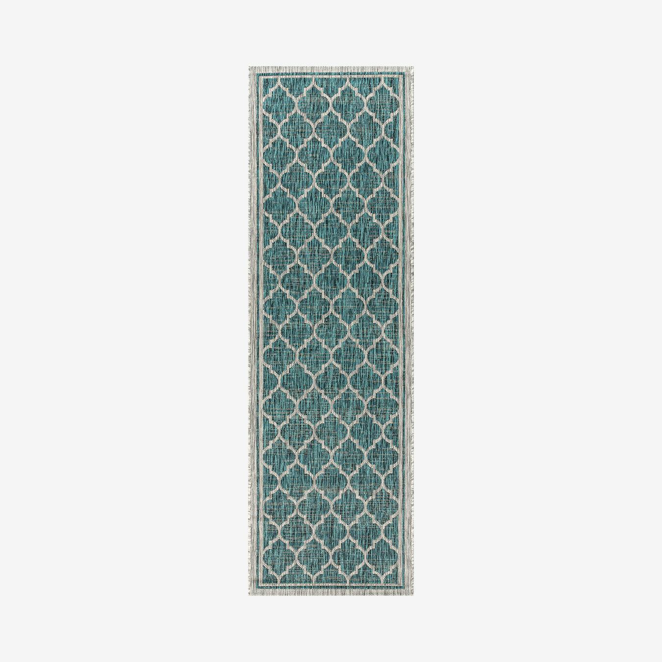 Classic Design Grey Outdoor Runner Moroccan Pattern Rug Balcony Hallway Carpet 